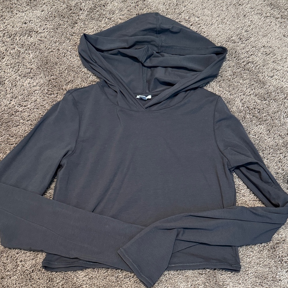 Garage cropped Charcoal Hooded Tee